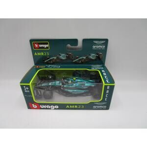 Burago AMR23 Aston Martin #14 Fernando Alonso Aramco 1:43 Formula 1 Car Die Cast